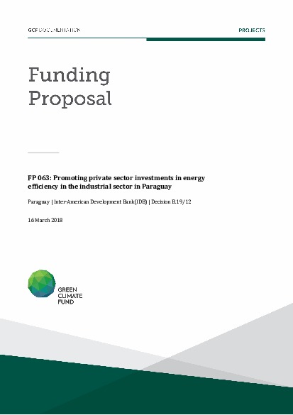 Document cover for Promoting private sector investments in energy efficiency in the industrial sector in Paraguay
