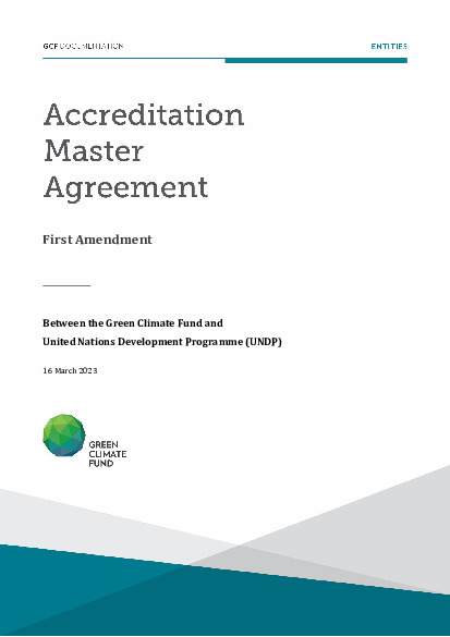Document cover for Accreditation Master Agreement between GCF and UNDP (First amendment)