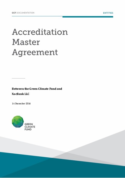 Document cover for Accreditation Master Agreement between GCF and XacBank
