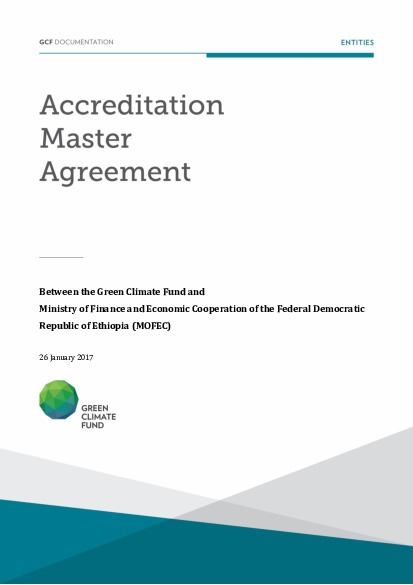 Document cover for Accreditation Master Agreement between GCF and MOFEC