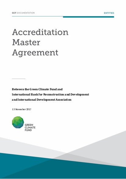 Document cover for Accreditation Master Agreement between GCF and World Bank