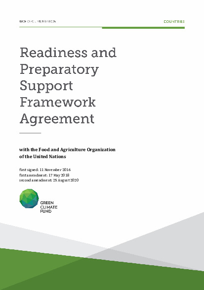 Document cover for Second amended and restated agreement in respect of the framework readiness and preparatory support grant agreement between the Green Climate Fund and the Food and Agriculture Organization of the United Nations