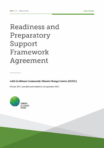 Document cover for Framework readiness and preparatory support grant agreement between the Green Climate Fund and the Caribbean Community Climate Change Centre