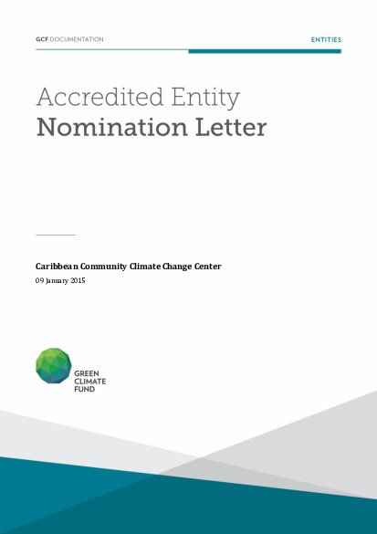 Document cover for Accredited Entity nomination from Belize for CCCCC