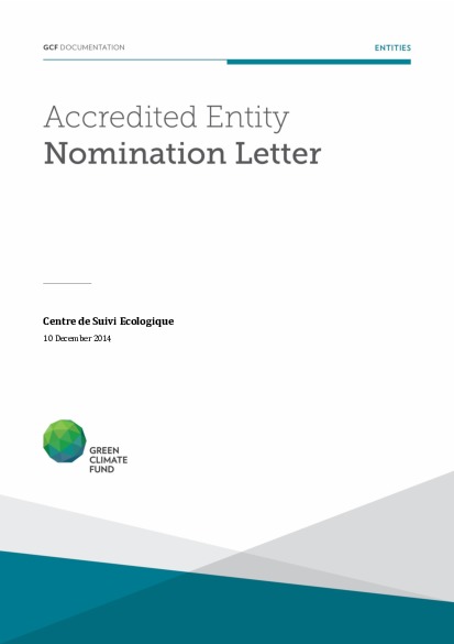 Document cover for Accredited Entity nomination from Senegal for CSE