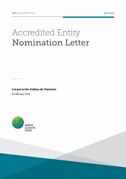 Document cover for Accredited Entity nomination from Colombia for CAF