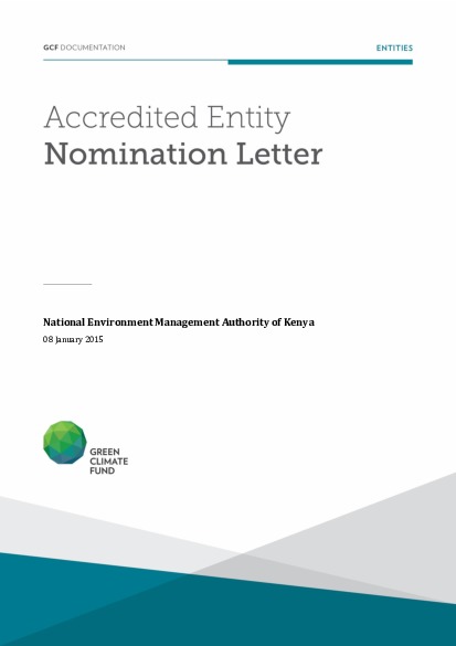 Document cover for Accredited Entity nomination from Kenya for NEMA