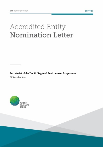 Document cover for Accredited Entity nomination from the Marshall Islands for SPREP