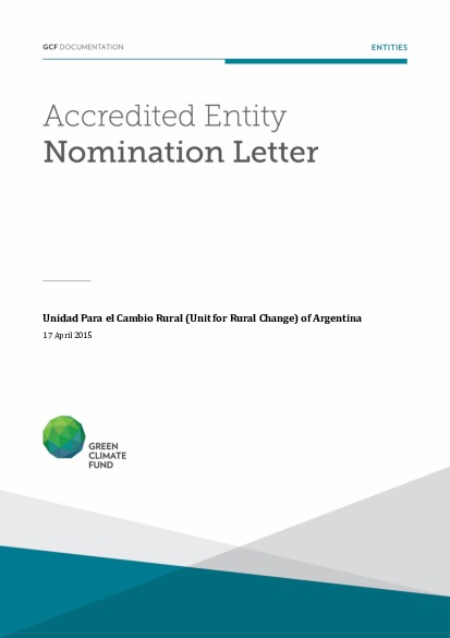 Document cover for Accredited Entity nomination from Argentina for UCAR
