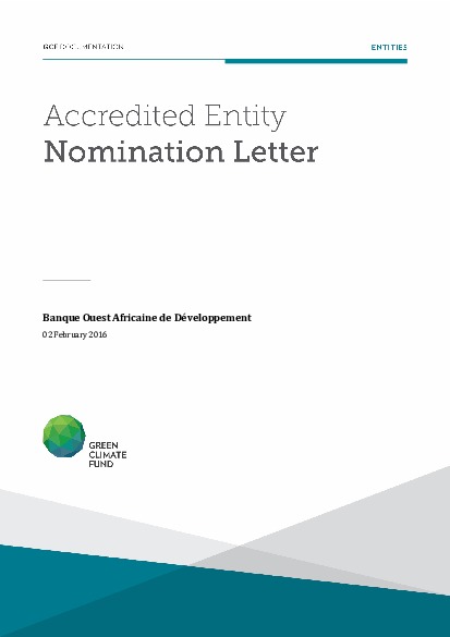 Document cover for Accredited Entity nomination from Niger for BOAD