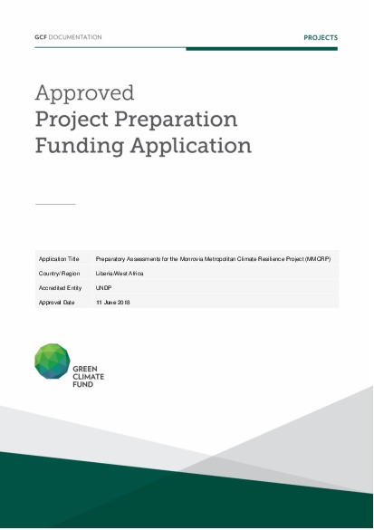 Document cover for Preparatory Assessments for the Monrovia Metropolitan Climate Resilience Project (MMCRP)