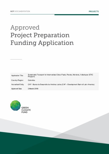 Document cover for Sustainable Transport for Intermediate Cities: Pasto, Pereira, Monteria, Valledupar (STIC Program)