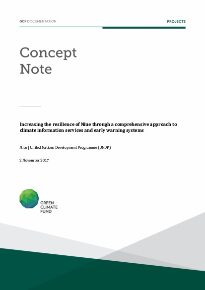 Document cover for Increasing the resilience of Niue through a comprehensive approach to climate information services and early warning systems