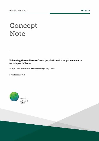 Document cover for Enhancing the resilience of rural population with irrigation modern techniques in Benin