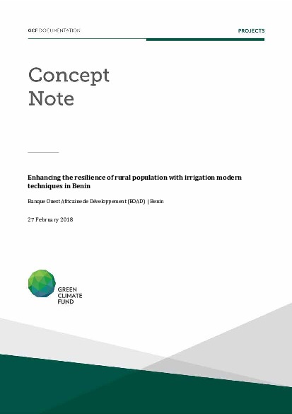 Download Enhancing the resilience of rural population with irrigation modern techniques in Benin Document cover for Enhancing the resilience of rural population with irrigation modern techniques in Benin