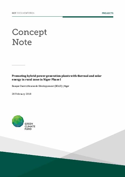 Document cover for Promoting hybrid power generation plants with thermal and solar energy in rural zone in Niger Phase I