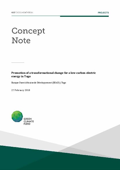 Document cover for Promotion of a transformational change for a low-carbon electric energy in Togo