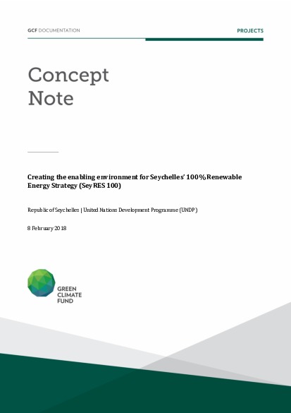 Document cover for Creating the enabling environment for Seychelles' 100% Renewable Energy Strategy (SeyRES 100)