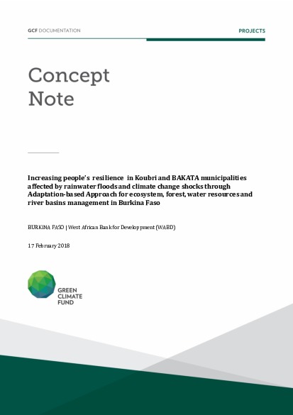 Document cover for Increasing people’s resilience in Koubri and BAKATA municipalities affected by rainwater floods and climate change shocks through Adaptation-based Approach for ecosystem, forest, water resources and river basins management in Burkina Faso