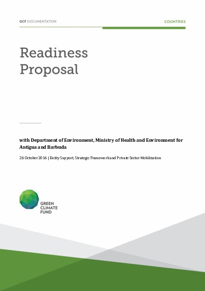 Document cover for Entity support, strategic frameworks and private sector mobilization support for Antigua and Barbuda through the Department of Environment