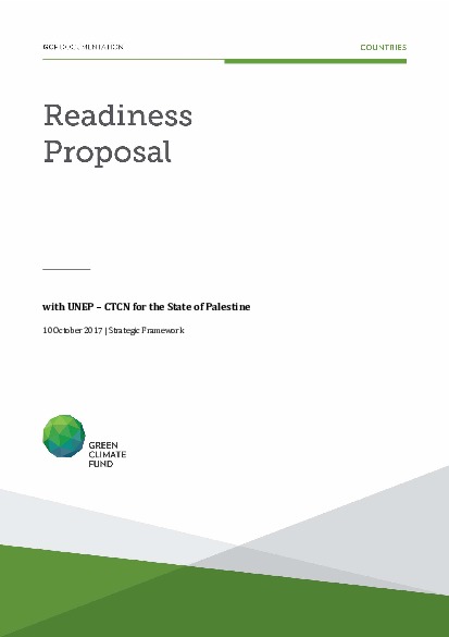 Document cover for Strategic Framework support for the State of Palestine through UNEP and CTCN