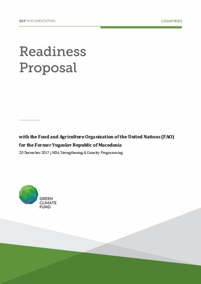 Document cover for NDA Strengthening and Country Programming support for North Macedonia through FAO
