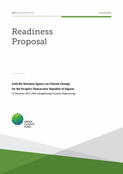 Download NDA Strengthening and Country Programming support for Algeria through National Agency on Climate Change Document cover for NDA Strengthening and Country Programming support for Algeria through National Agency on Climate Change