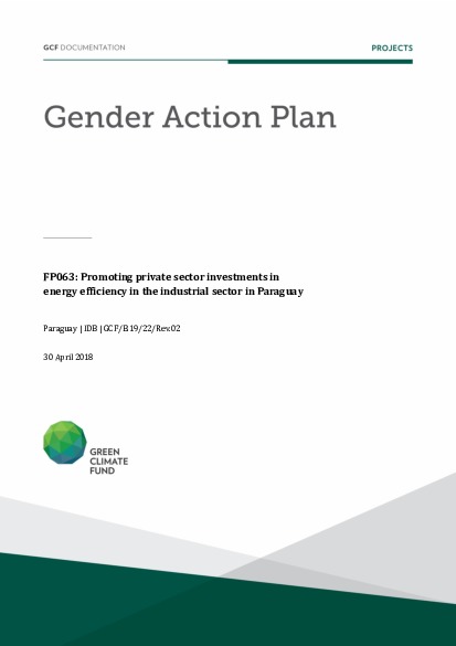 Document cover for Gender action plan for FP063: Promoting private sector investments in energy efficiency in the industrial sector and in Paraguay