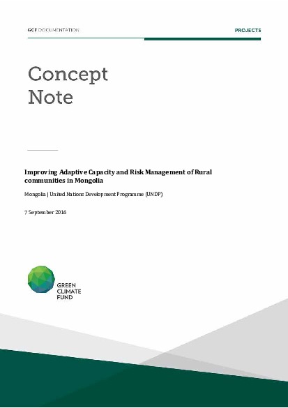 Document cover for Improving Adaptive Capacity and Risk Management of Rural communities in Mongolia