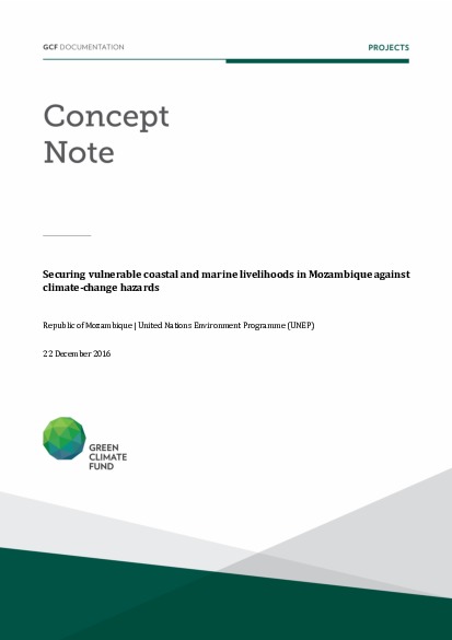 Download Securing vulnerable coastal and marine livelihoods in Mozambique against climate-change hazards Document cover for Securing vulnerable coastal and marine livelihoods in Mozambique against climate-change hazards