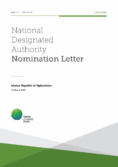 Document cover for NDA nomination letter for Afghanistan