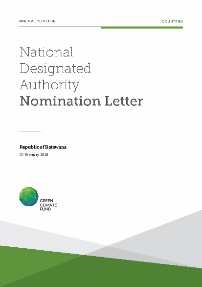 Document cover for NDA nomination letter for Botswana