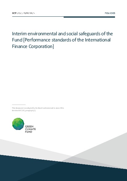 Document cover for Interim environmental and social safeguards of the Fund (Performance standards of the International Finance Corporation)
