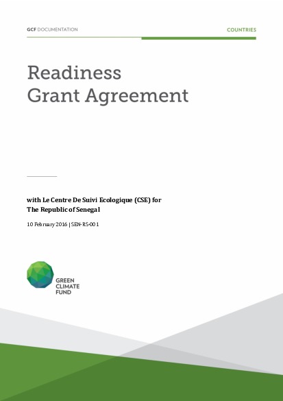 Document cover for Readiness grant agreement for Senegal (SEN-RS-001)