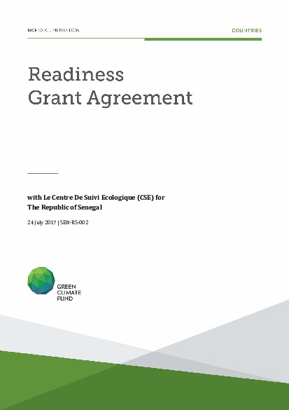 Document cover for Readiness grant agreement for Senegal (SEN‐RS‐002)