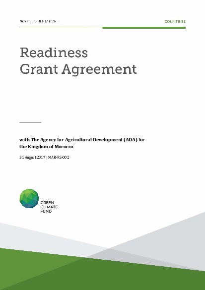 Document cover for Readiness grant agreement for Morocco (MAR‐RS‐002)