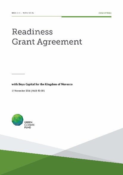 Document cover for Readiness grant agreement for Morocco (MAR‐RS‐001)