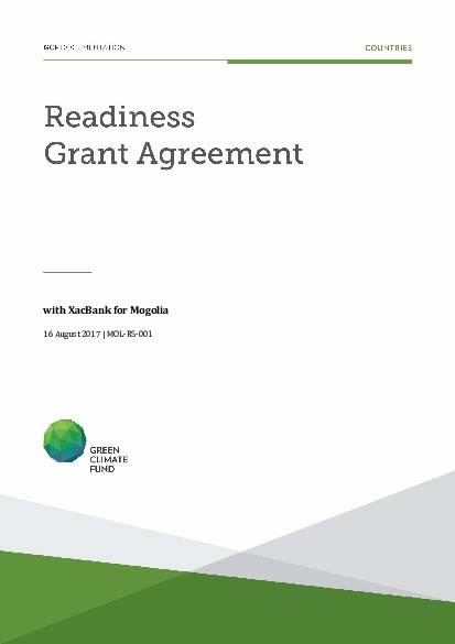 Document cover for Readiness grant agreement for Mongolia (MOL‐RS‐001)