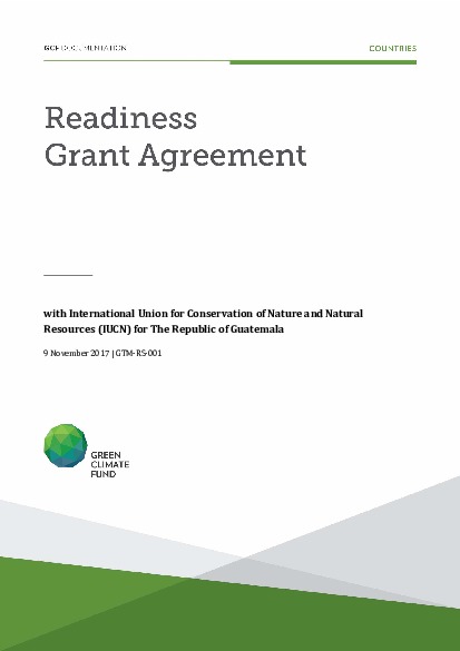 Document cover for Readiness grant agreement for Guatemala (GTM‐RS‐001)