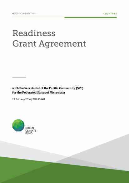 Document cover for Readiness grant agreement for the Federated States of Micronesia (FSM-RS-001)