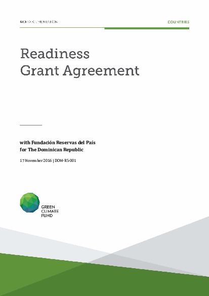 Document cover for Readiness grant agreement for Dominican Republic (DOM‐RS‐001)