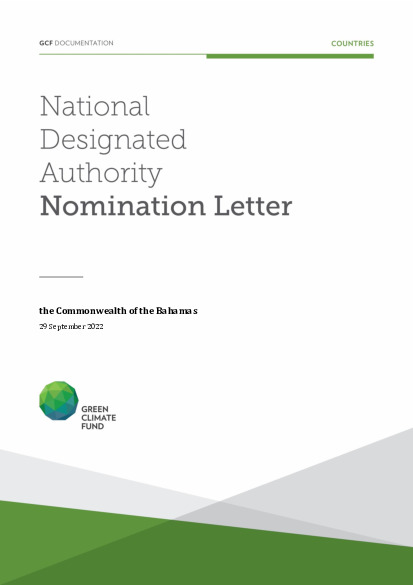 Document cover for NDA nomination letter for the Bahamas