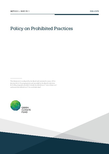 Document cover for Policy on prohibited practices