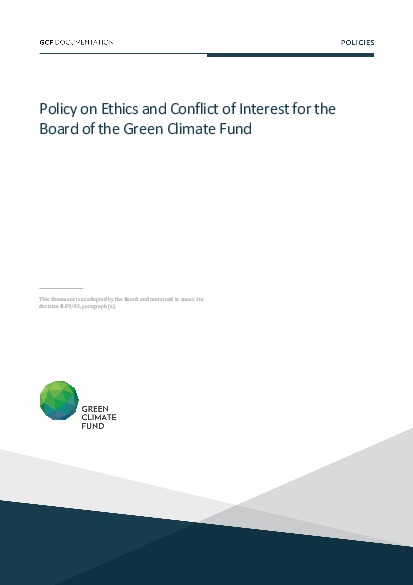 Document cover for Policy on ethics and conflicts of interest for the Board of the Green Climate Fund