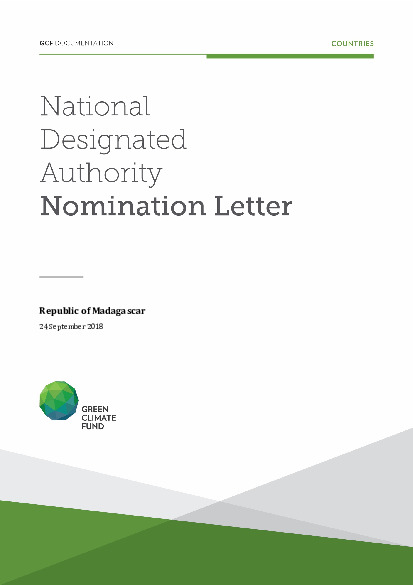 Document cover for NDA nomination letter for Madagascar