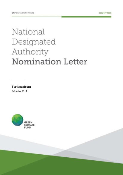 Document cover for NDA nomination letter for Turkmenistan