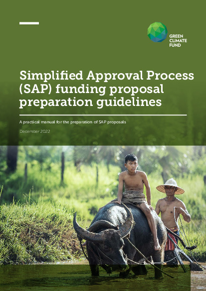 Document cover for Simplified Approval Process (SAP) funding proposal preparation guidelines: A practical manual for the preparation of SAP proposals