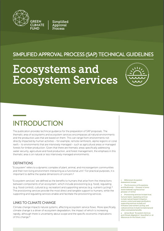 Document cover for SAP Technical Guidelines: Ecosystems and Ecosystem Services