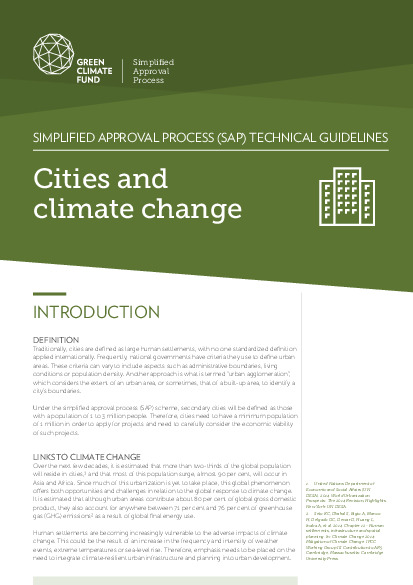 Document cover for SAP Technical Guidelines: Cities and climate change