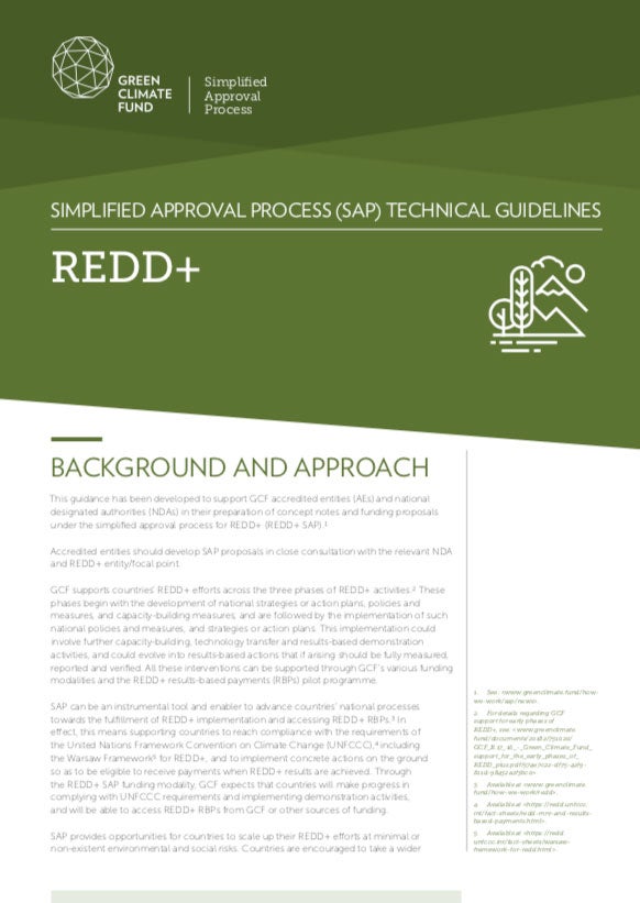 Download SAP Technical Guidelines: REDD+ Document cover for SAP Technical Guidelines: REDD+